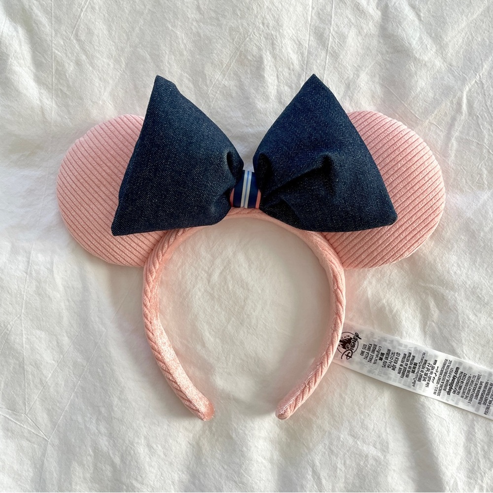 Disney Parks Authentic Minnie Mouse Denim and Corduroy Pink Ears Headband
